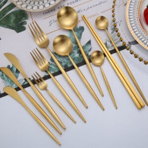 LEON Y898 304 Gold Brushed Finish Cutlery Collection
